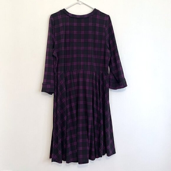 TORRID 2 Plus Size Purple Plaid Studio Wrap Dress Black Surplice 3/4 Sleeve 2X - Picture 10 of 16